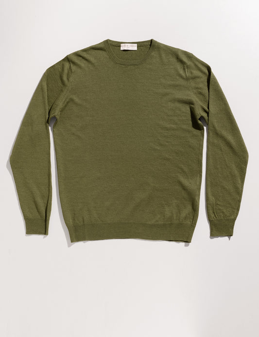 Full length flat shot of Filippo de Laurentiis Linen/Cotton Crewneck Sweater - Fern Green