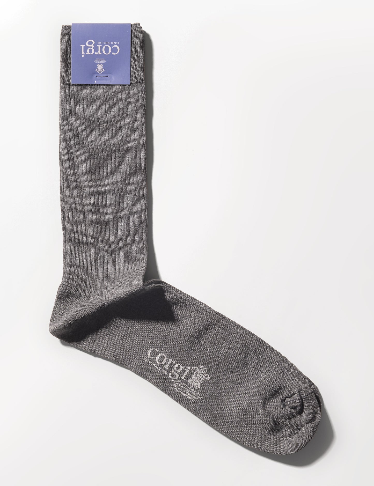 Ribbed Dress Socks in Mercerized Cotton - Charcoal