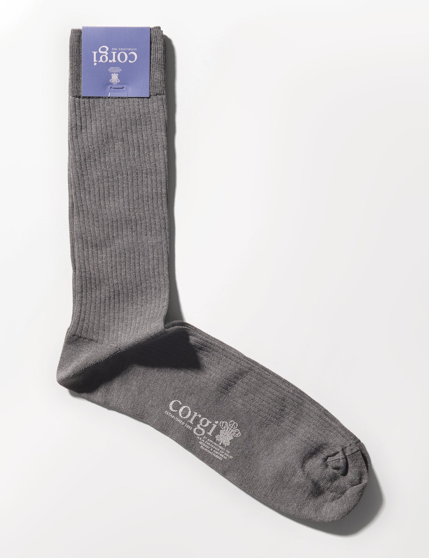 Ribbed Dress Socks in Mercerized Cotton - Charcoal Ribbed Dress Socks in Mercerized Cotton - Charcoal