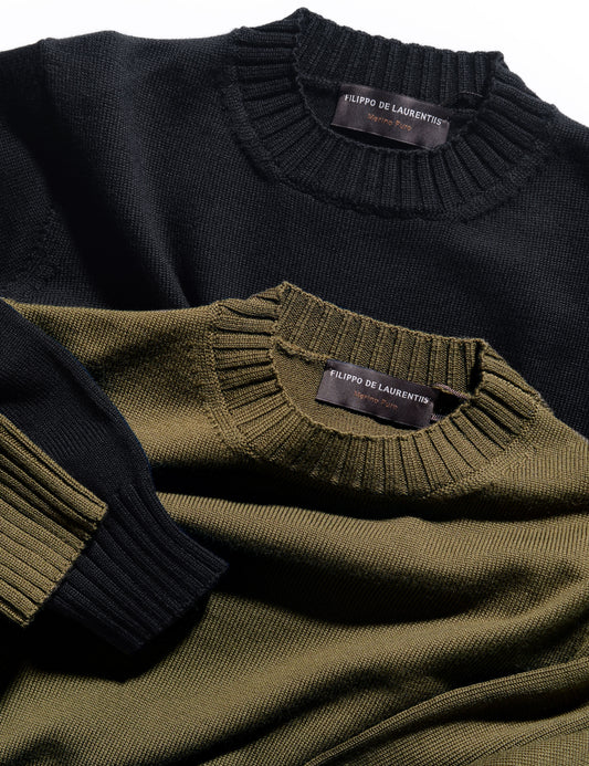 Sturdy Merino Crewneck Sweater - Black