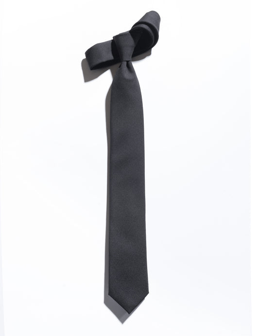 Flat shot of Brooklyn Tailors Wool and Mohair Plainweave Tie - Black