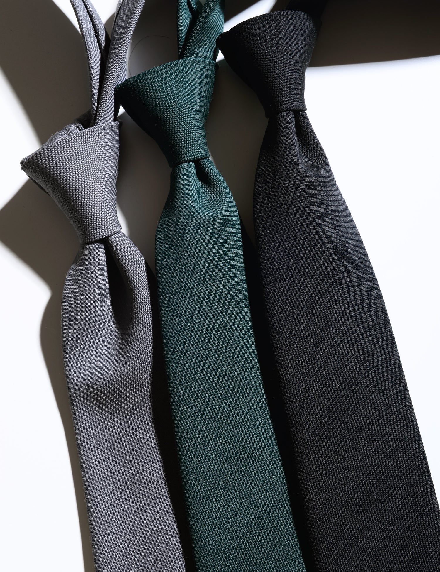 Detail of Super Fine Wool & Mohair Necktie - Black showing fabric texture