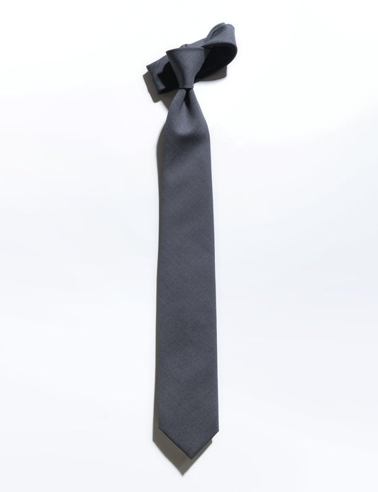 Flat shot of Brooklyn Tailors Super Fine Wool & Mohair Necktie - Petrol Gray