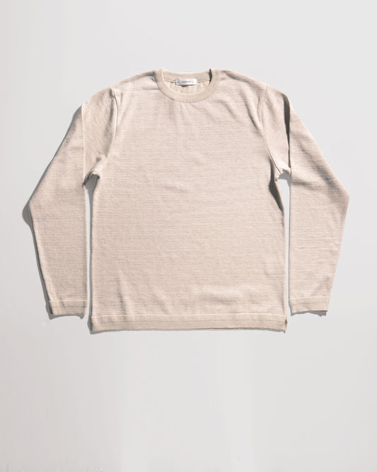 Knit Cotton Sweater - Heathered Oatmeal