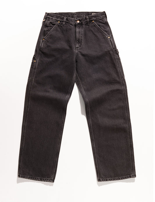 Full length flat shot of Orslow Relaxed Fit Painter Pants in Denim - Stonewash Black