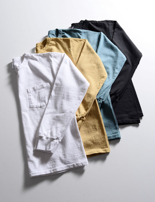 FINAL SALE: Pigment-Dyed Pocket Long Sleeve Tee in White