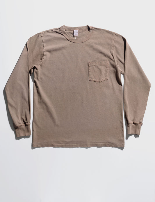 Pigment-Dyed Pocket Long Sleeve Tee in Hickory