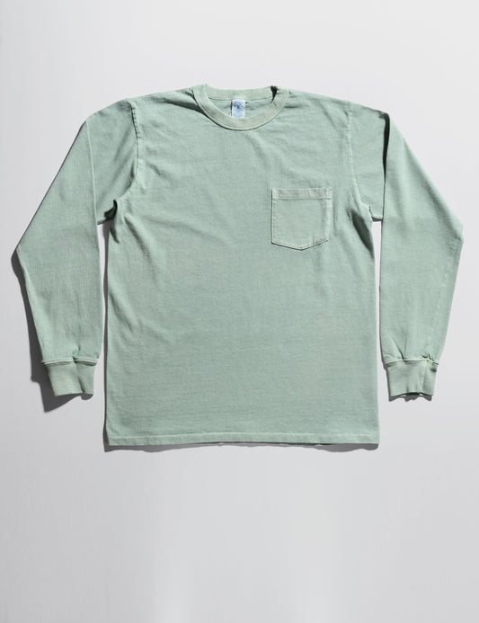 Pigment-Dyed Pocket Long Sleeve Tee in Sage