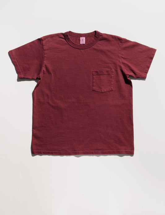 Pigment-Dyed Pocket Tee in Burgundy
