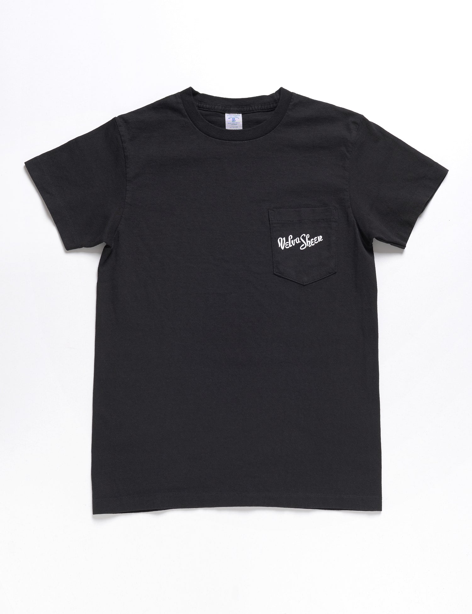 Front flat shot of Velva Sheen Logo Tee with Pocket - Black