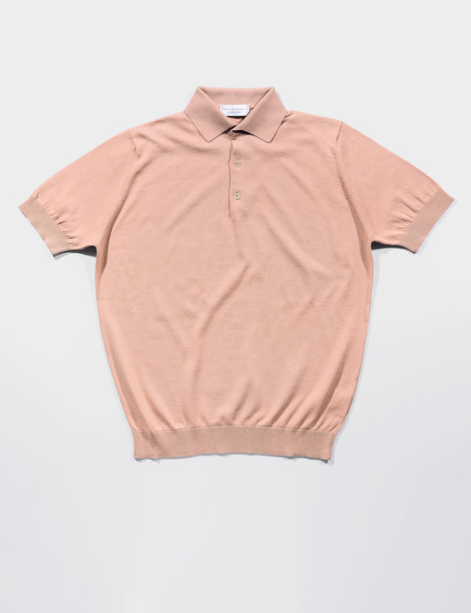 Solid Polo Shirt in Crepe Cotton - Powder
