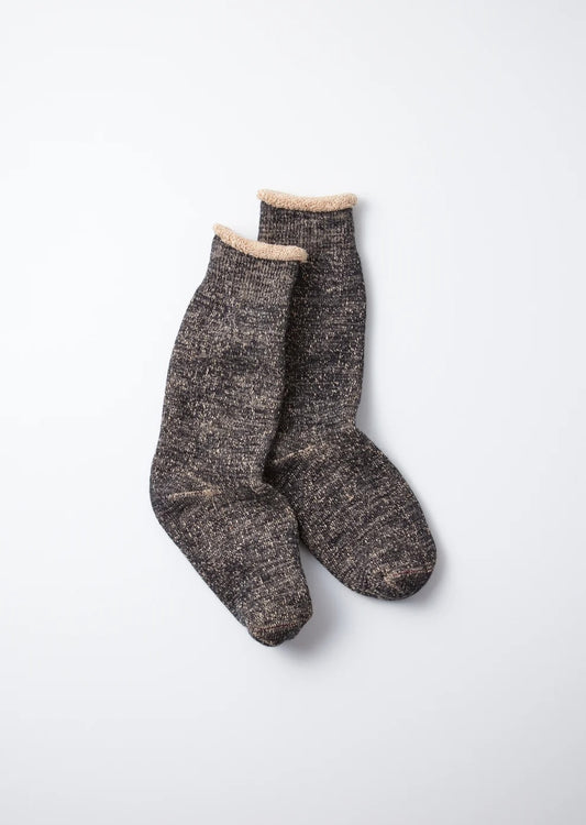 Double Face Crew Socks - Black/Brown
