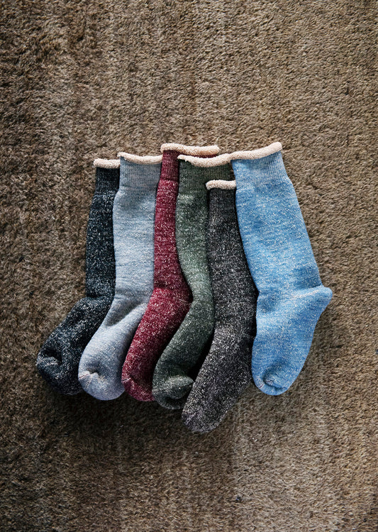 Double Face Crew Socks - Black/Brown