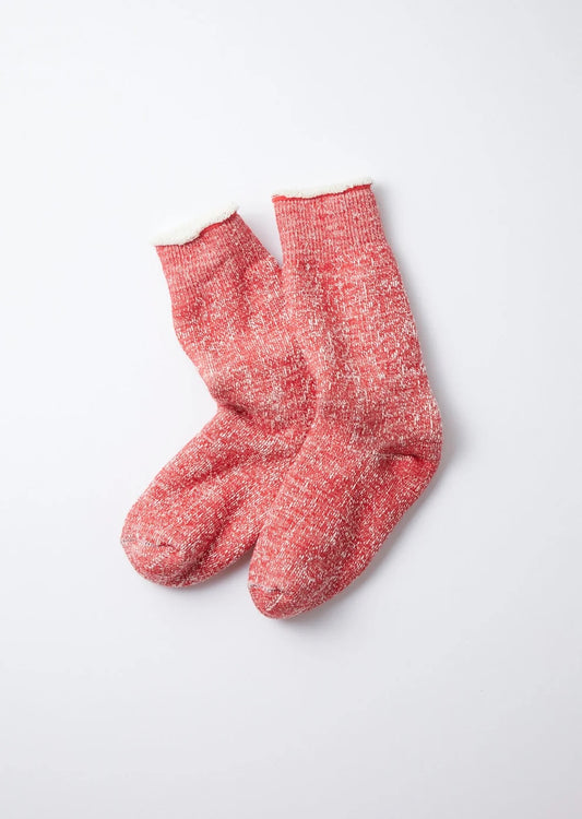 Double Face Crew Socks - Red