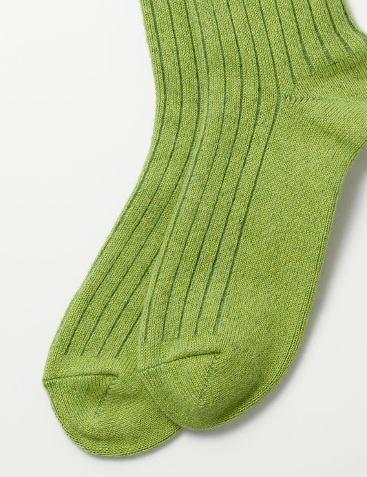 Cotton Wool Ribbed Crew Socks - Lime