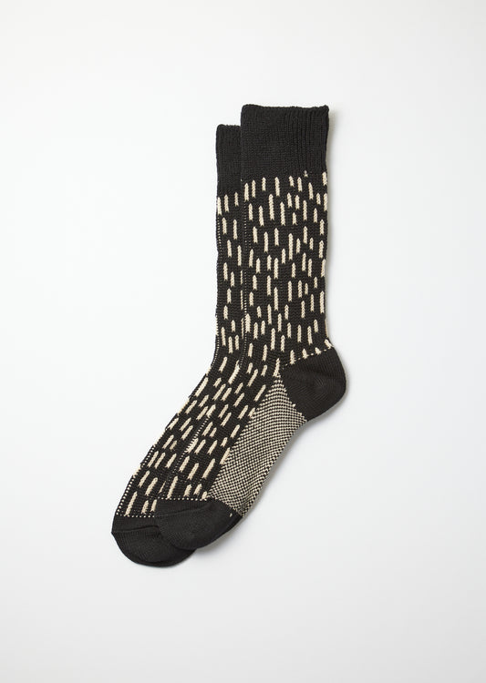 Raindrop Crew Socks - Black/Ivory