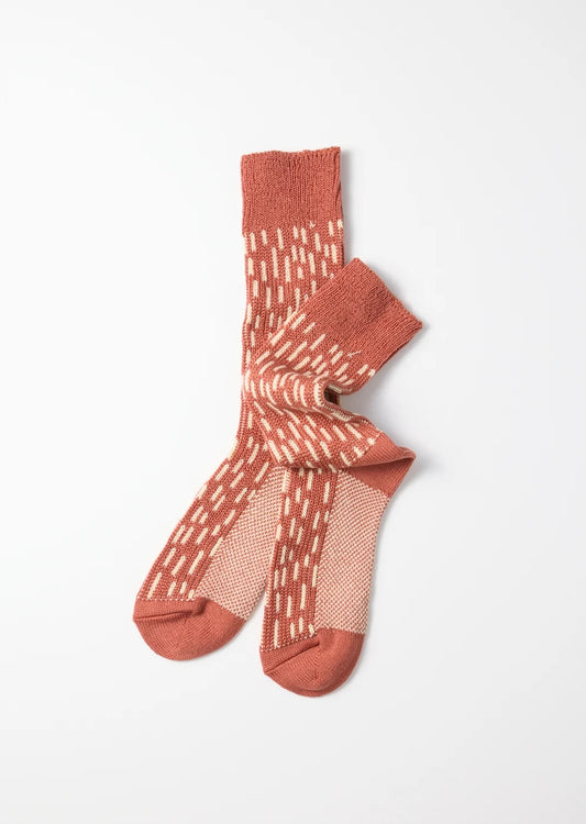 Raindrop Crew Socks - Garnet/Ivory