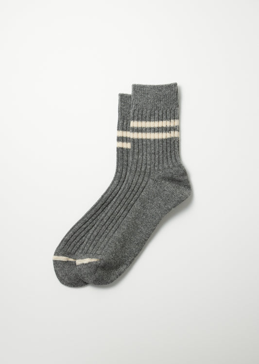 Merino Lambswool Striped Socks - Gray