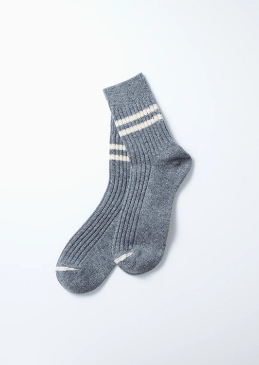 Merino Lambswool Striped Socks - Gray