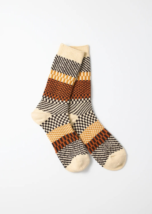 Check and Step Socks - Black