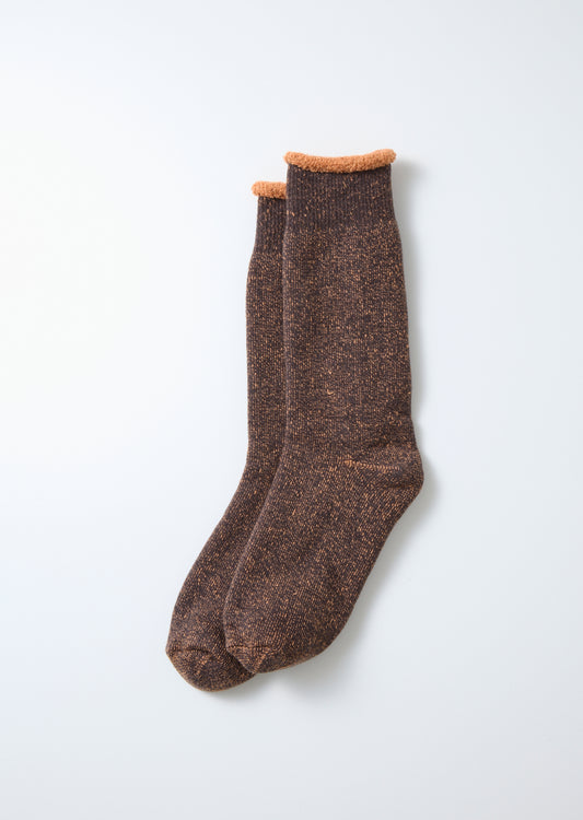 Reversible Pile Socks - Faded Black/Light Orange