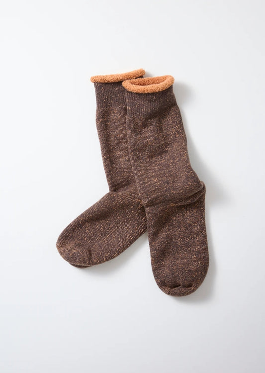 Reversible Pile Socks - Faded Black/Light Orange