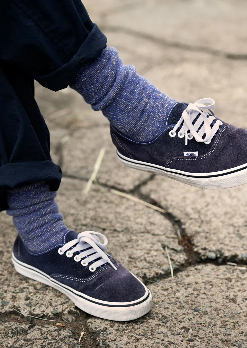 Reversible Pile Socks - Navy/Cream