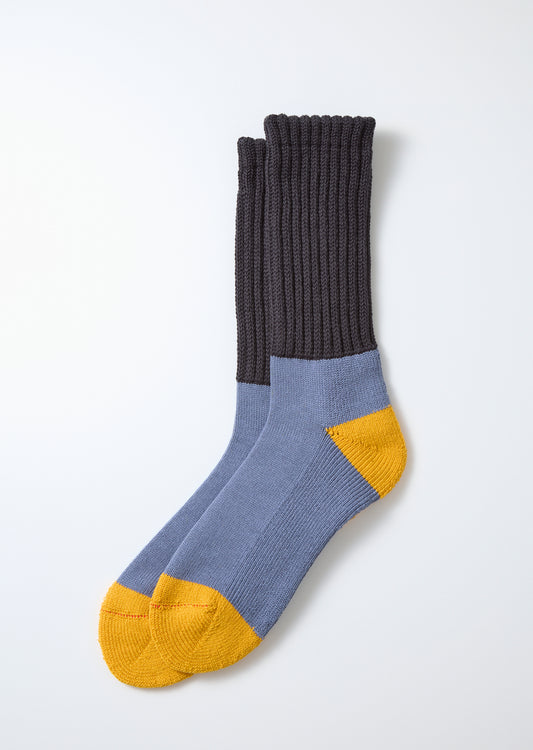 Multi Loose Pile Socks - Charcoal/Light Blue
