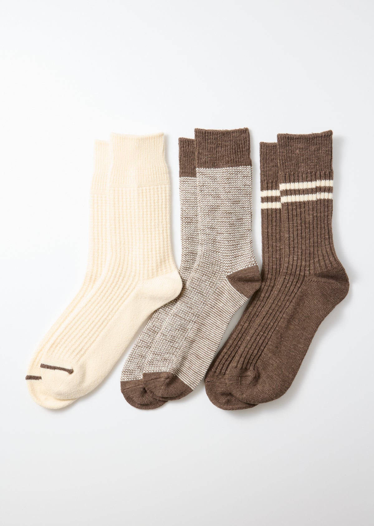Recycled Cotton/Wool Daily 3-Pack Socks - Brown