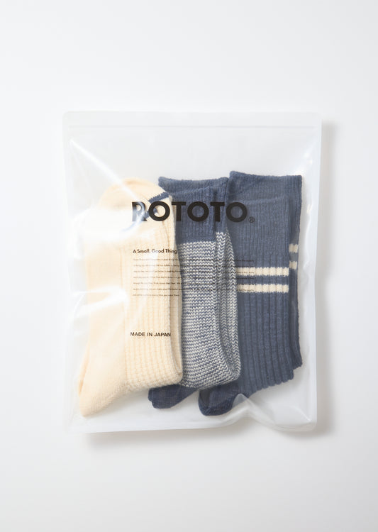 Recycled Cotton/Wool Daily 3-Pack Socks - Navy
