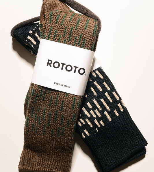Raindrop Crew Socks - Black/Ivory