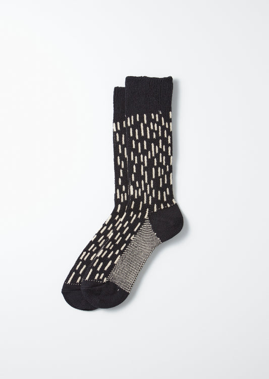 Raindrop Crew Socks - Black/Ivory