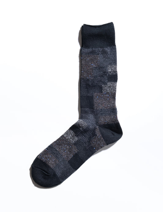 Patchwork Crew Socks - Black Mix