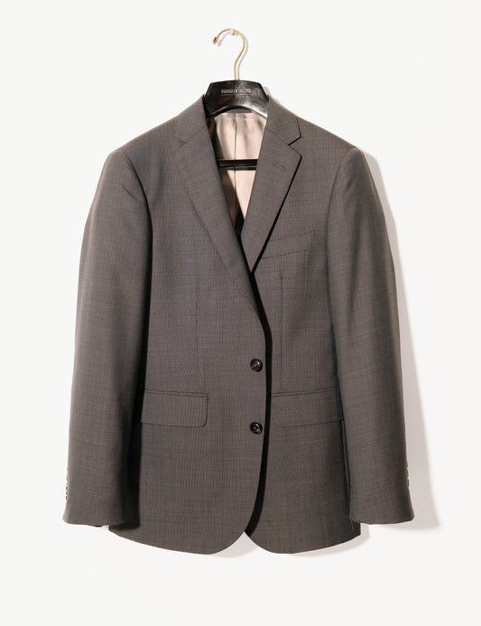 Brooklyn Tailors BKT50 Tailored Jacket in Wool Grid Weave - Iron Oxide full length shot on hanger