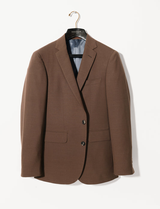 Brooklyn Tailors BKT50 Tailored Jacket in Heathered Plainweave - Tawny Brown full length shot on hanger