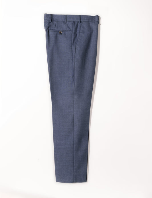 Brooklyn Tailors BKT50 Tailored Trousers in Rustic Tropical Wool - Montana Blue full length flat shot