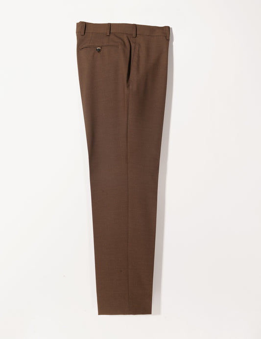 Brooklyn Tailors BKT50 Tailored Trousers in Heathered Plainweave - Tawny Brown full length flat shot