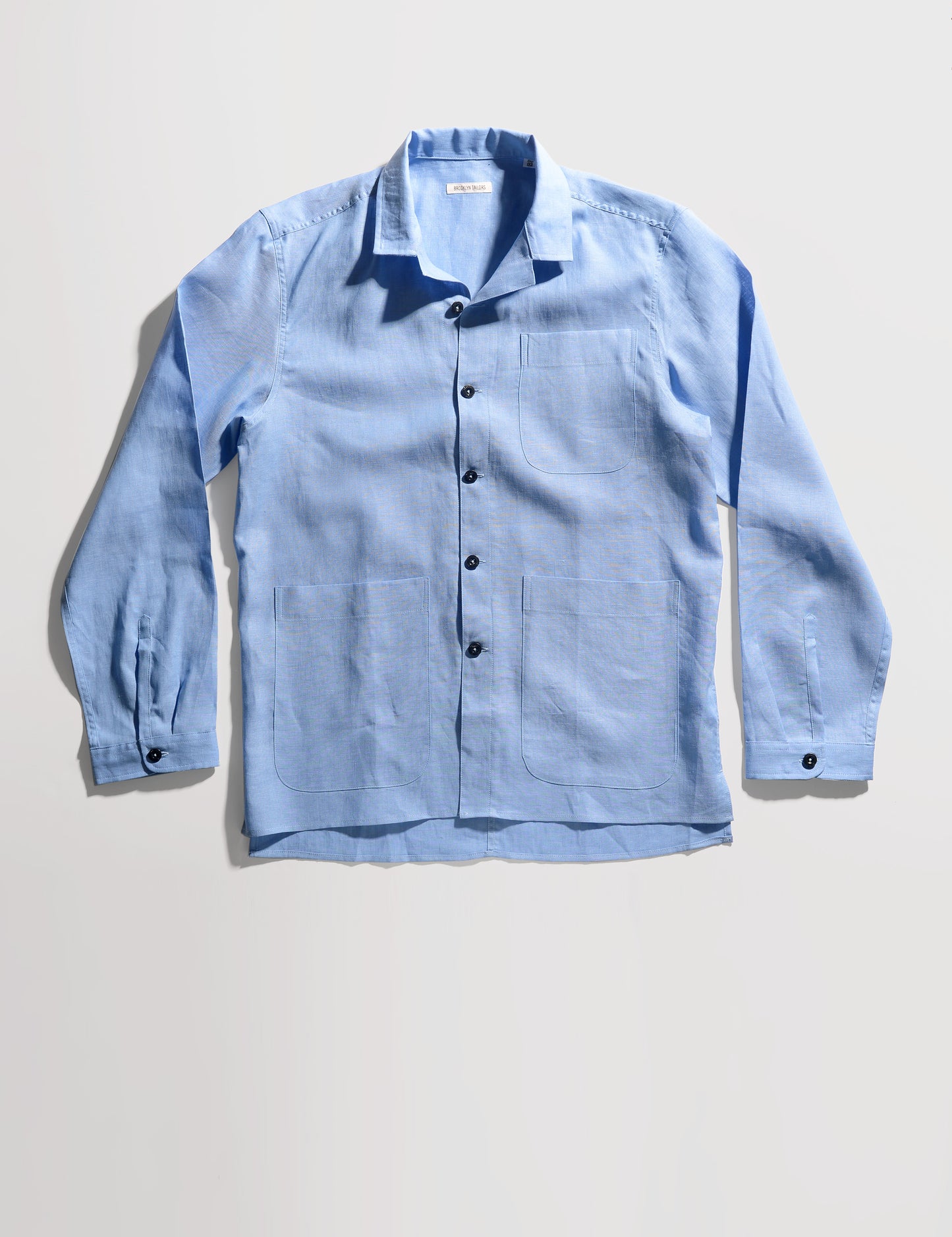 BKT19 Camp Collar Overshirt in Summer Weight Linen - Chambray Blue