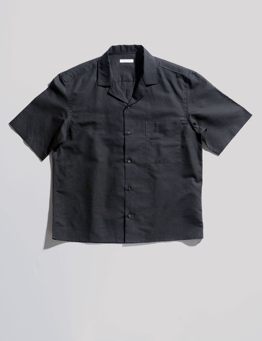 BKT18 Camp Shirt in Summer Weight Linen - Black