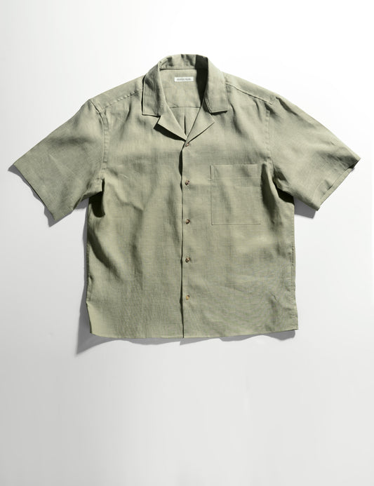 BKT18 Camp Shirt in Summer Weight Linen - Pistachio