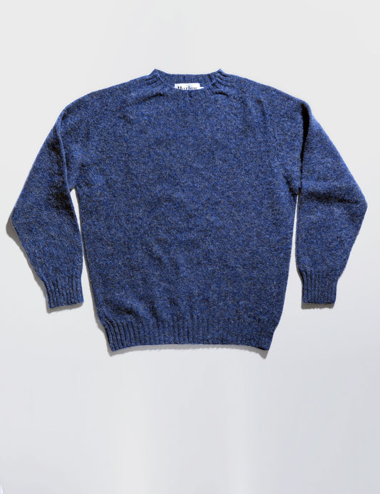 Classic Fit Shaggy Shetland Sweater - Denim