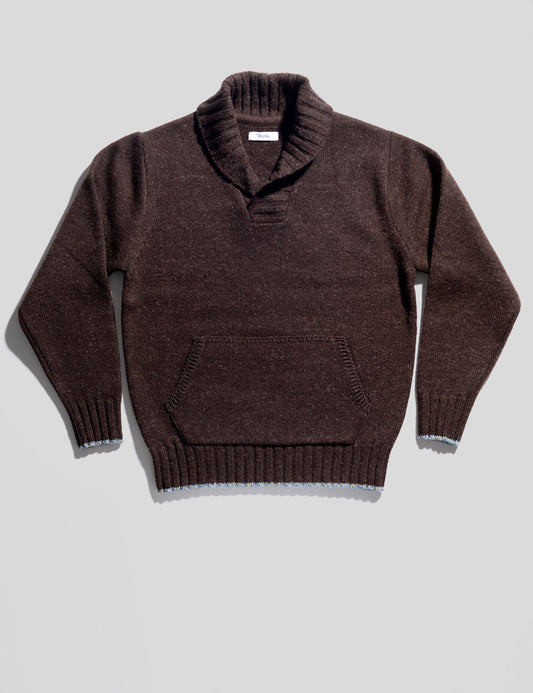 Shawl Collar Sweater - Dark Brown