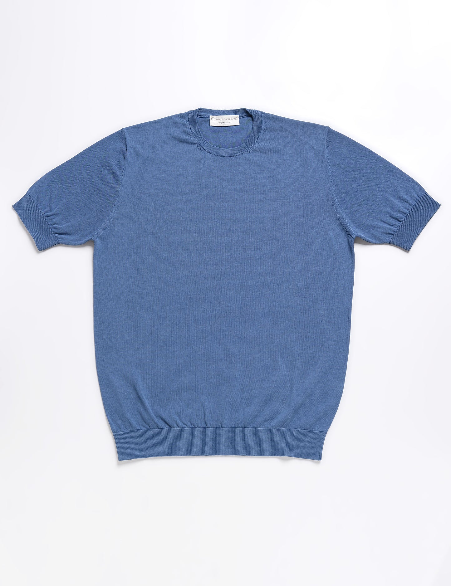 Flat shot of Filippo de Laurentiis Crepe Cotton Cuffed Tee - Blue Note