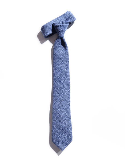 Flat shot of Brooklyn Tailors Textured Wool Tie - Bluestone
