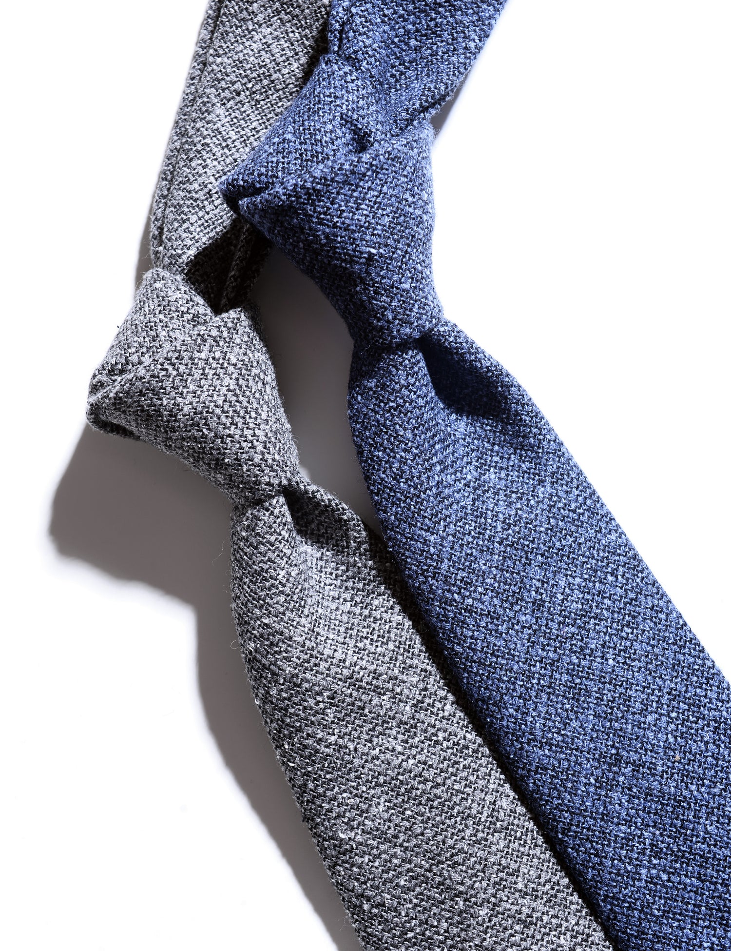 Close-up of Textured Wool Tie - Bluestone showing fabric texture