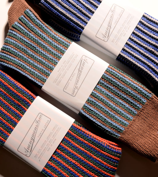 JQ Stripe Crew Socks - Brown