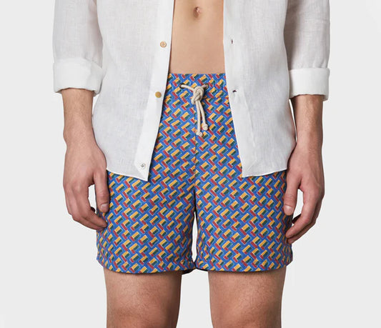 Ripa Ripa Swim Shorts in Meandro Vivido on body