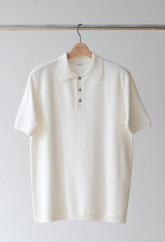 Easy Knit Polo in White