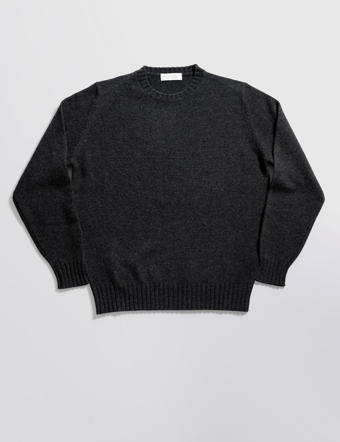 FINAL SALE: Wool Cashmere Ribbed Cuff Crewneck - Anthracite