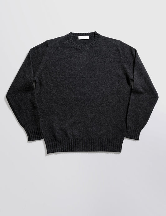 FINAL SALE: Wool Cashmere Ribbed Cuff Crewneck - Anthracite